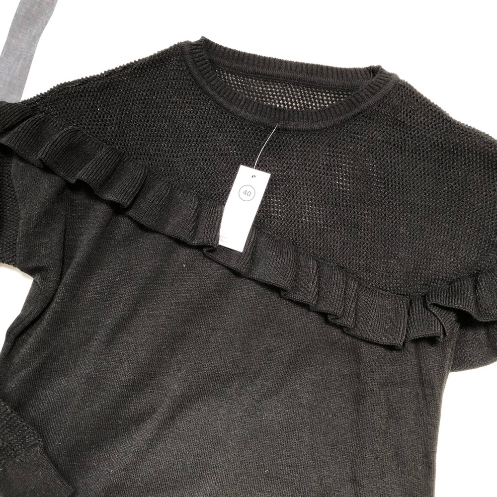 Black Ruffle Sweater - Picture 4 of 5